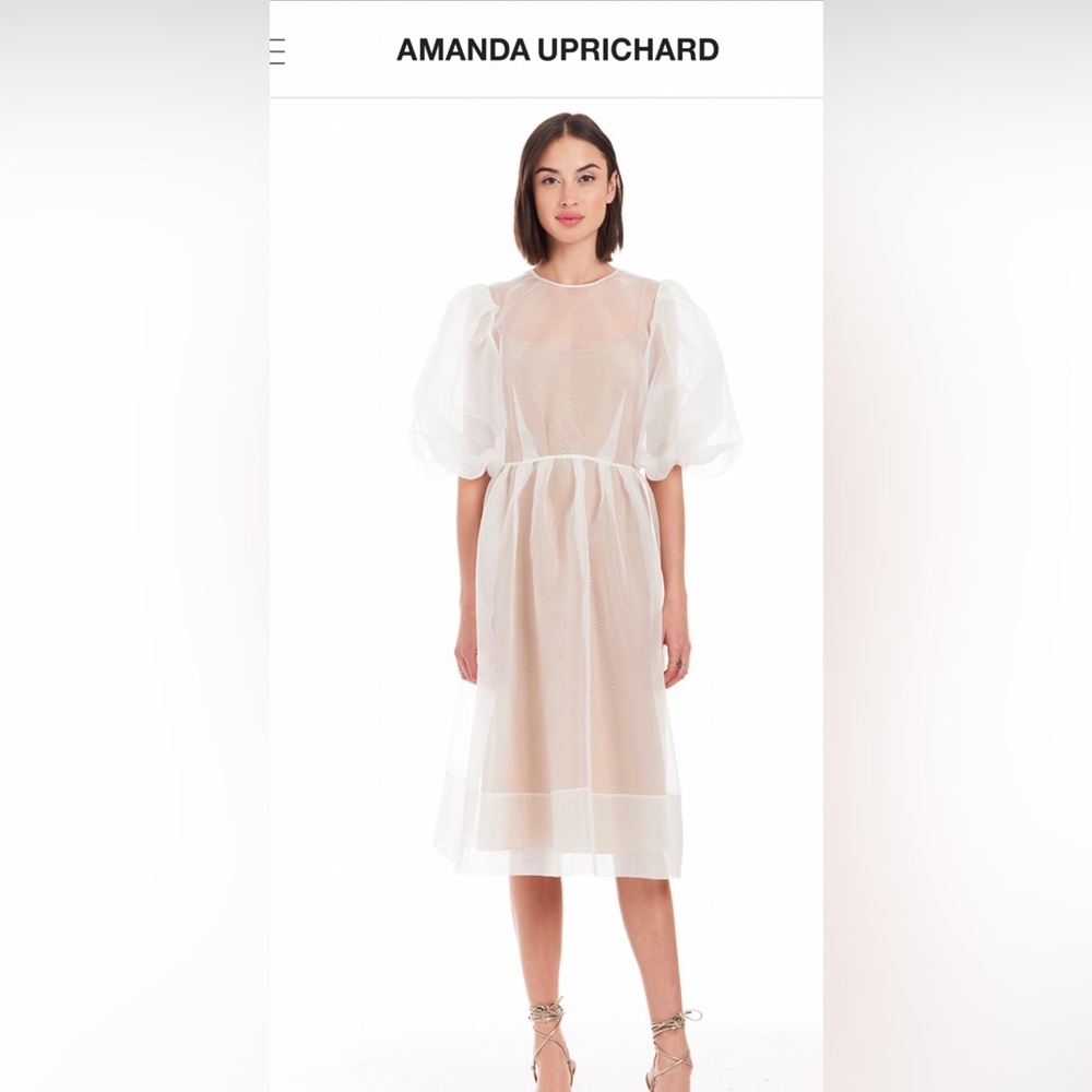 Beautiful organza midi dress with champagne slip